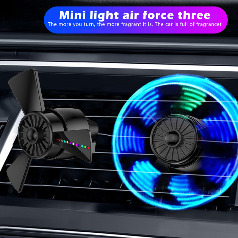 Propeller autós légfrissítők légfrissítők szellőző kapcsok LED lámpával USB töltő parfüm diffúzor aromaterápia ventilátor dekorációhoz