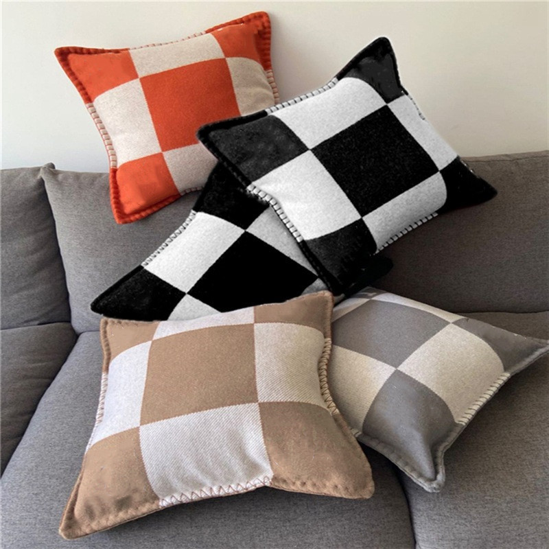 Karirana H jastučnica Marka kašmir jastučnica 45x45cm heklana pletena jastučnica za spavaću sobu kauč ukrasna jastučnica