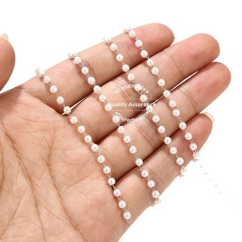 2M από ανοξείδωτο χάλυβα Fake Pearl Beaded Chains For Diy Jewelry Findings Γυαλιά οράσεως Προμήθειες αλυσίδας Κατασκευή βραχιόλι κολιέ