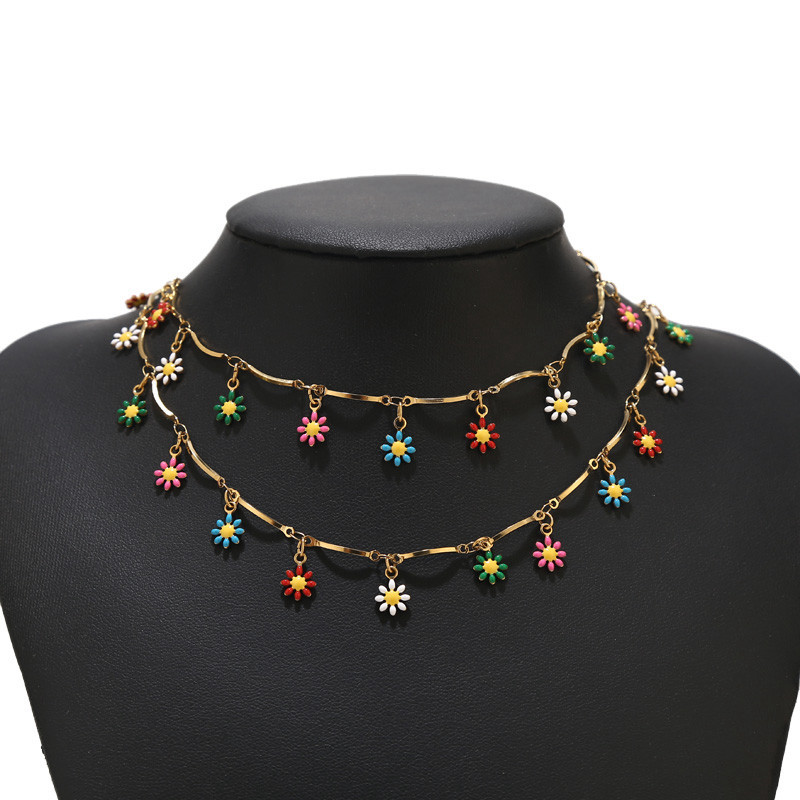 1M zlatni lančići od nehrđajućeg čelika s privjescima u obliku cvijeta tratinčice, lančići s gležnjačama za žene, ogrlica, narukvica koja čini vodootpornom