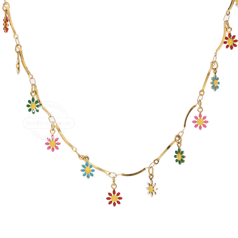 1M zlatni lančići od nehrđajućeg čelika s privjescima u obliku cvijeta tratinčice, lančići s gležnjačama za žene, ogrlica, narukvica koja čini vodootpornom