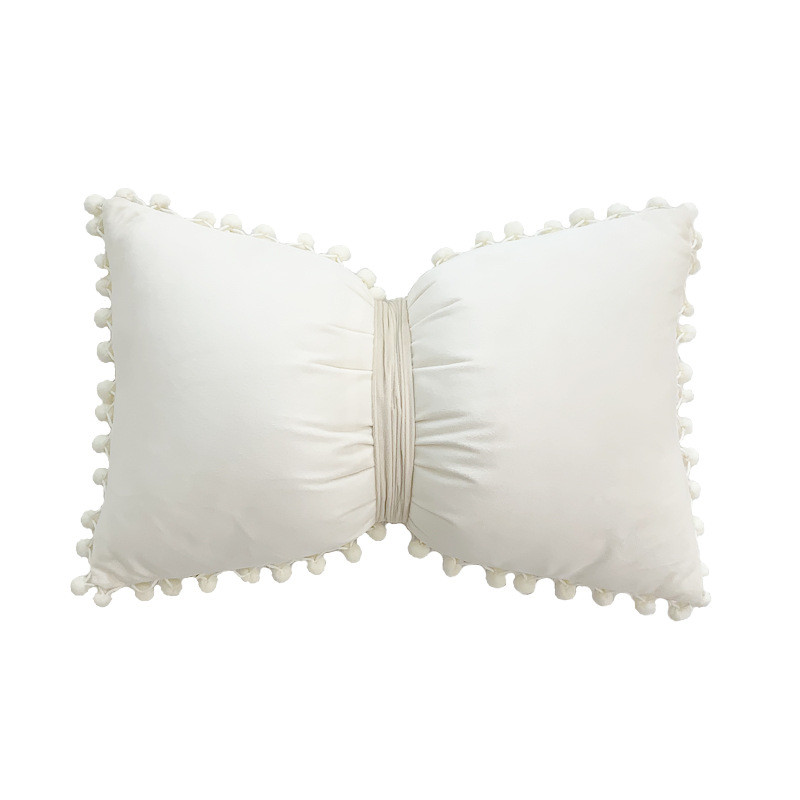 Funde de catifea Husă de pernă cu pompon Perne decorative Față de pernă cu fundă Culori solide Huse de perne cu fundă Decor de scaun pentru canapea de acasă