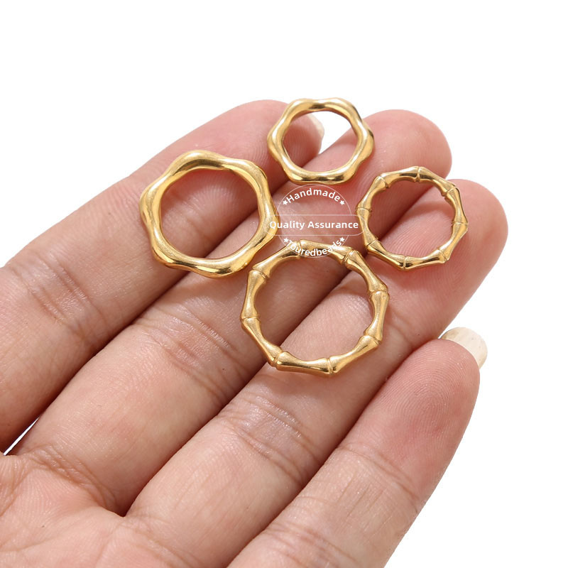 5 komada bambusovih privjesaka od nehrđajućeg čelika Okrugli konektori za izradu nakita DIY pribor za nalaze 16 mm 21 mm