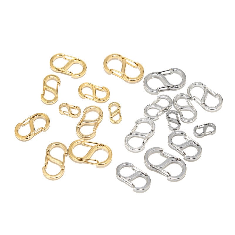 5 bucăți, fără decolorare, din oțel inoxidabil, auriu, în formă de S, cataramă, închizătoare de homar, cârlige, conectori pentru fabricarea de bijuterii de colier bricolaj