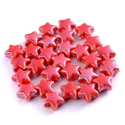 Πολύχρωμες Star Ceramics Beads 13mm 10PCS Loose Spacer Beads for Jewelry Making Findings Αξεσουάρ κολιέ βραχιόλι DIY