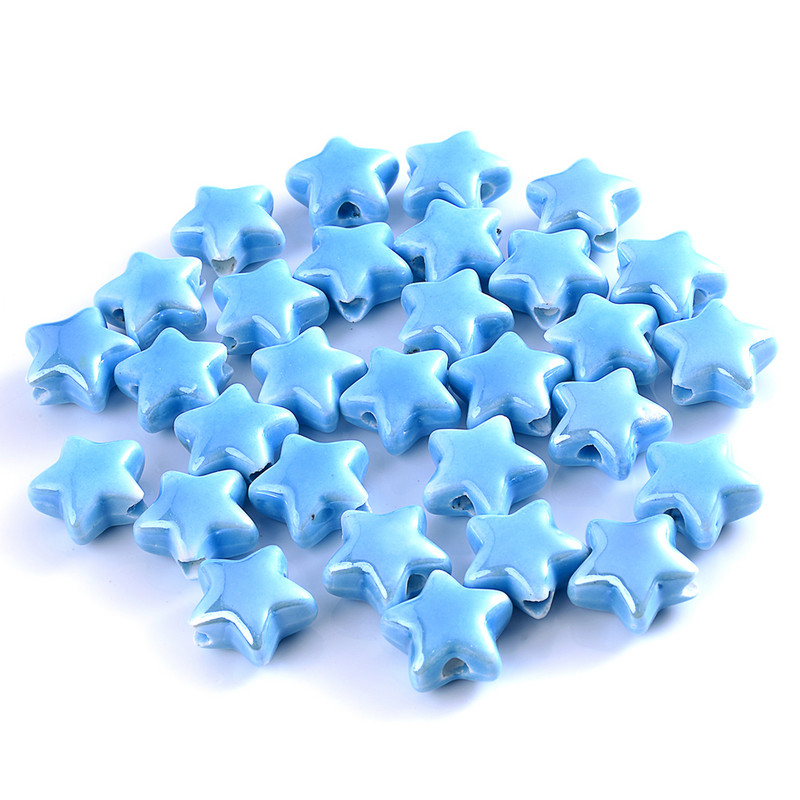 Πολύχρωμες Star Ceramics Beads 13mm 10PCS Loose Spacer Beads for Jewelry Making Findings Αξεσουάρ κολιέ βραχιόλι DIY