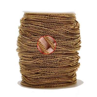 Srebrni lanac od nehrđajućeg čelika od 1 metra Kubanski lančići od 4 mm za djevojčice i dječake, izrada ogrlica za zabavu