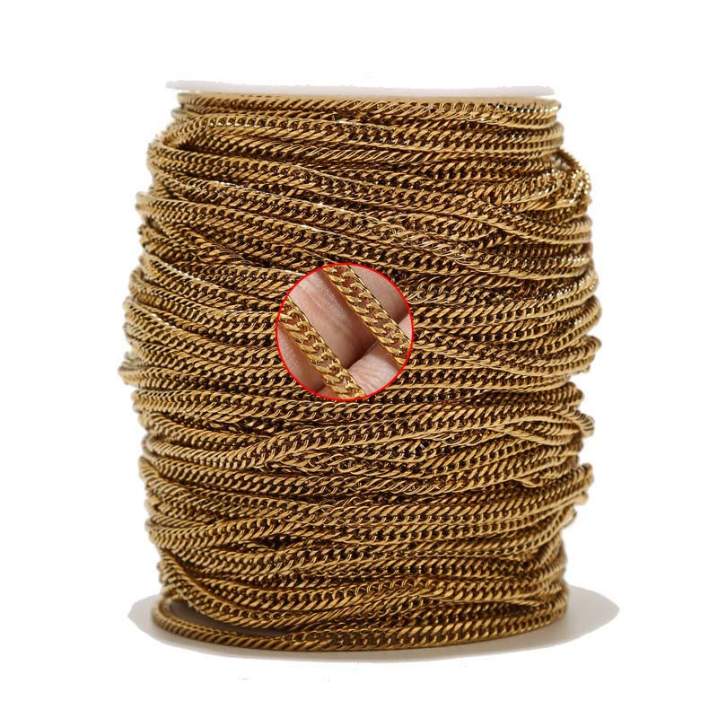 Srebrni lanac od nehrđajućeg čelika od 1 metra Kubanski lančići od 4 mm za djevojčice i dječake, izrada ogrlica za zabavu