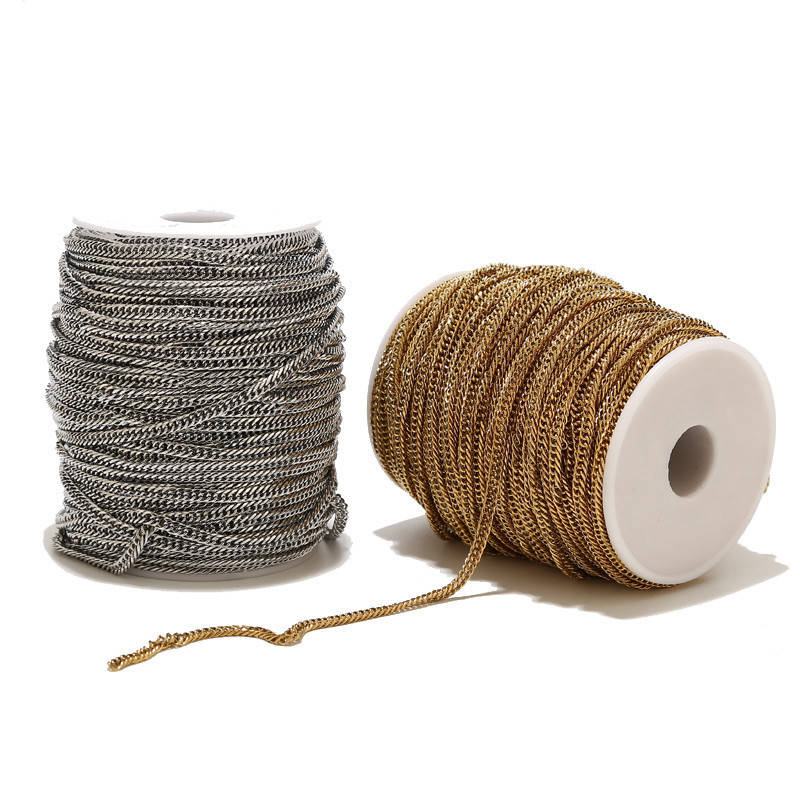 Srebrni lanac od nehrđajućeg čelika od 1 metra Kubanski lančići od 4 mm za djevojčice i dječake, izrada ogrlica za zabavu