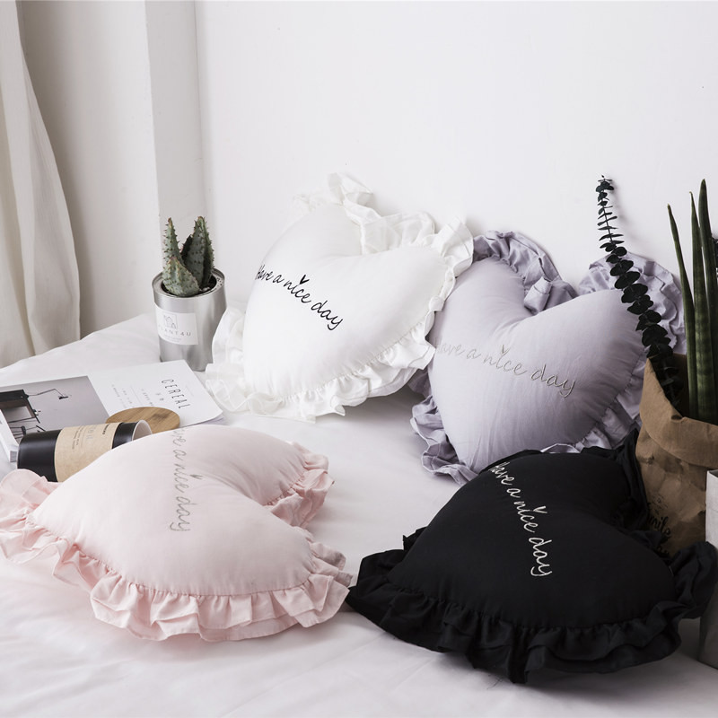 Ins Pamučni jastuk s naboranim srcem, vezom, geometrijskim slovima, jastučić za stolicu, kućni kauč, krevet, jastuk za struk, ukras, vjenčani dar