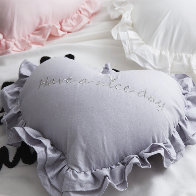 Ins Pamučni jastuk s naboranim srcem, vezom, geometrijskim slovima, jastučić za stolicu, kućni kauč, krevet, jastuk za struk, ukras, vjenčani dar