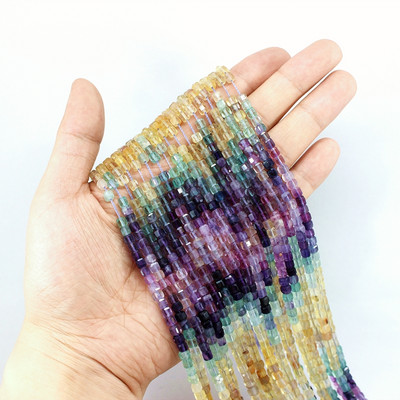 Veleprodaja 4 x 4 mm prirodni fluorit Hubei tirkiz ametist kunzit Amazonit kocka Faktirani kamen labave male perle Izrada nakita