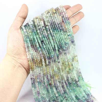 Veleprodaja 4 x 4 mm prirodni fluorit Hubei tirkiz ametist kunzit Amazonit kocka Faktirani kamen labave male perle Izrada nakita