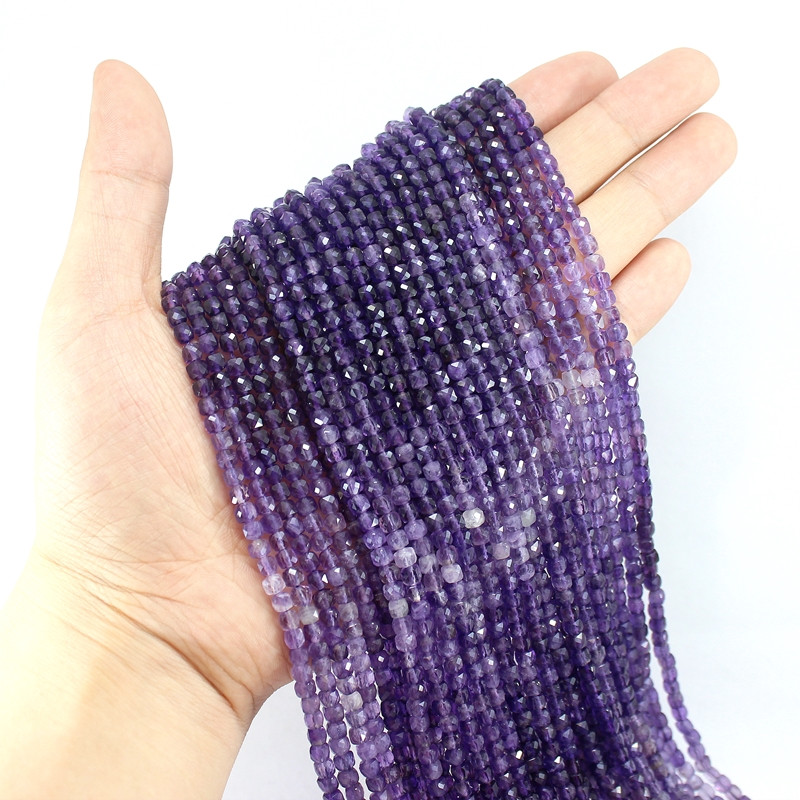 Veleprodaja 4 x 4 mm prirodni fluorit Hubei tirkiz ametist kunzit Amazonit kocka Faktirani kamen labave male perle Izrada nakita