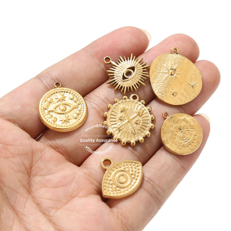 5 kom/lot privjesci od zlatne zvijezde od nehrđajućeg čelika Nepravilno oko Medalje privjesci za DIY žene Ogrlice Izrada nakita Potrepštine za izradu