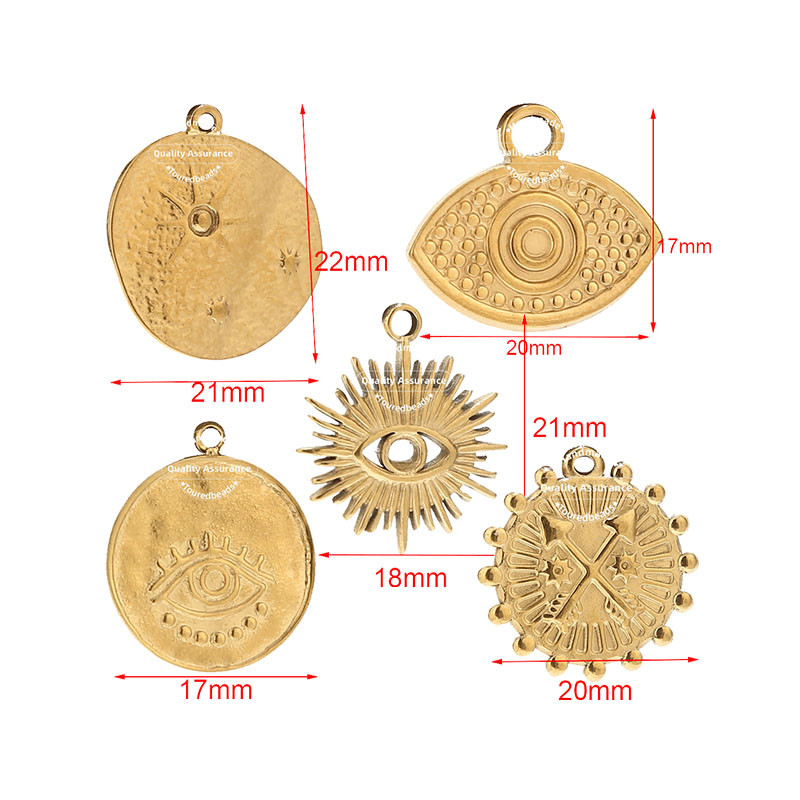 5 kom/lot privjesci od zlatne zvijezde od nehrđajućeg čelika Nepravilno oko Medalje privjesci za DIY žene Ogrlice Izrada nakita Potrepštine za izradu