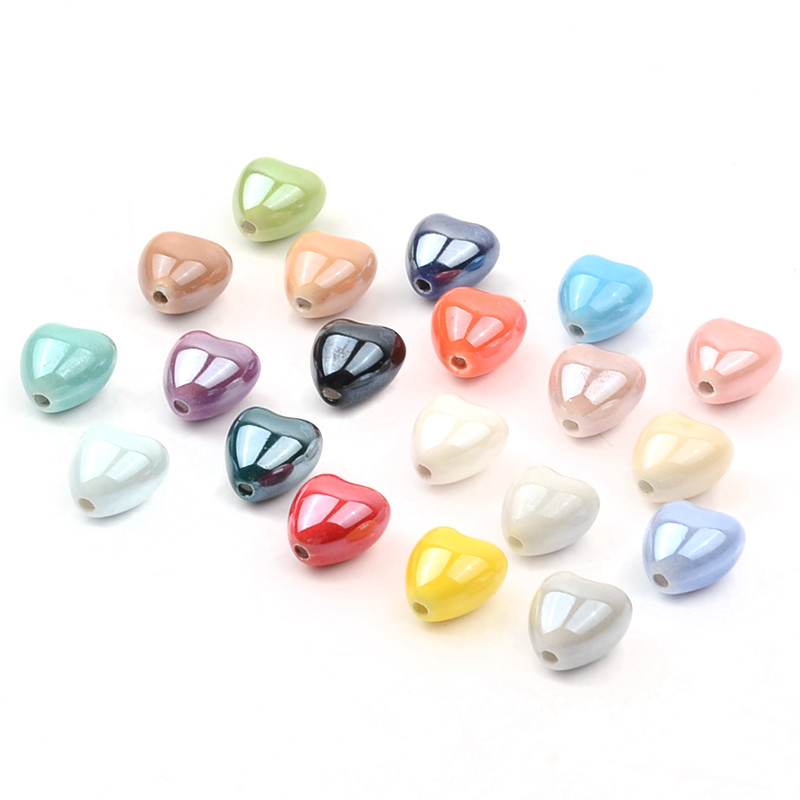 Šarene jednobojne keramičke perle u obliku srca za DIY narukvice, ogrlice, izrada nakita, ručno rađeni dodaci, veleprodaja