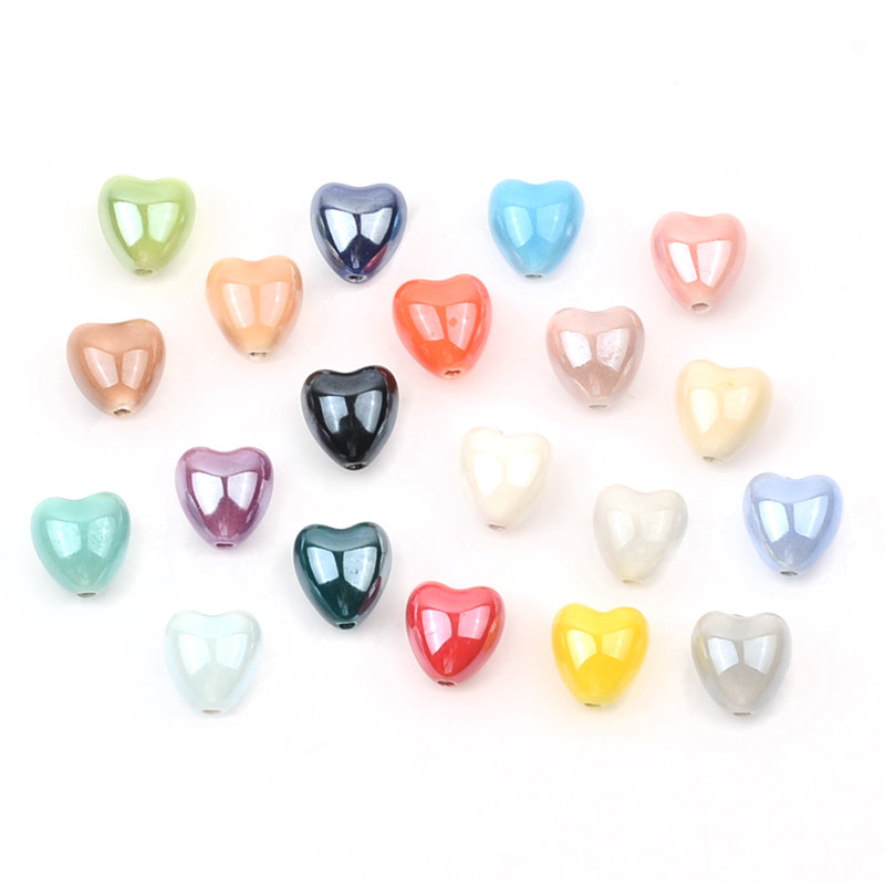 Šarene jednobojne keramičke perle u obliku srca za DIY narukvice, ogrlice, izrada nakita, ručno rađeni dodaci, veleprodaja
