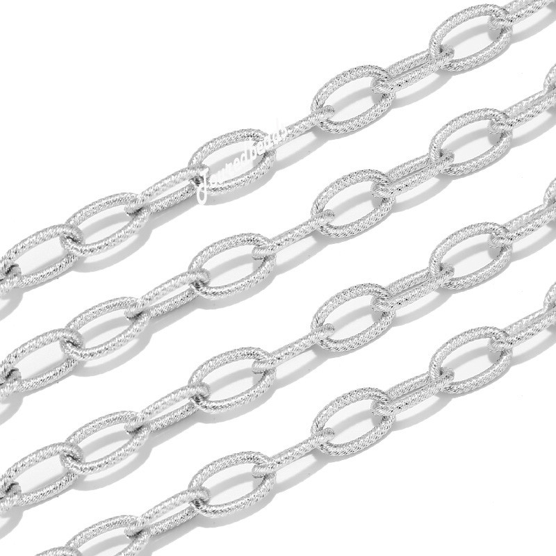 1 méteres rozsdamentes acél nehéz kör alakú Rolo lánc 9x15 mm-es fénytelen ezüst texturált vaskos láncok punk rock ékszerkészítéshez
