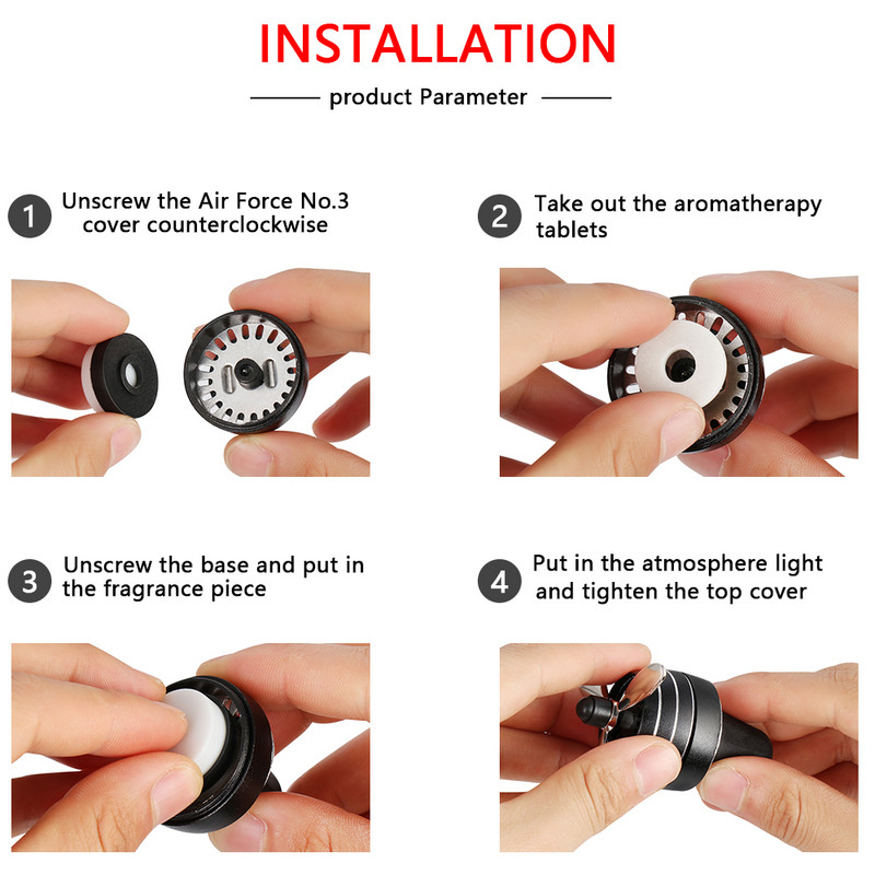 LED svjetlo Osvježivač zraka za automobil Zračne snage Oblik propelera Parfem Otvor za ventilaciju Dekoracija Ventilator vozila Aromaterapija Dodaci za interijer automobila