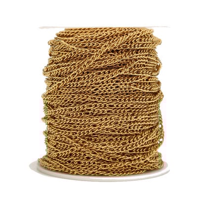 Kubanski lanac od nehrđajućeg čelika od 2 metra od nehrđajućeg čelika, zlatni Figaro, 3:1 lanac od rubnih karika za dodatke za izradu ogrlica i narukvica „uradi sam“