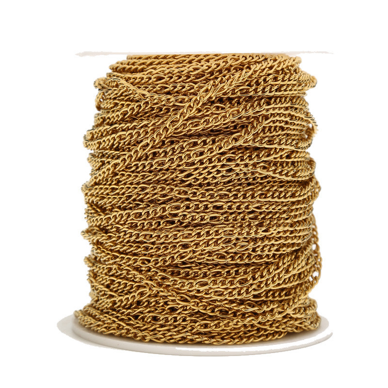 Kubanski lanac od nehrđajućeg čelika od 2 metra od nehrđajućeg čelika, zlatni Figaro, 3:1 lanac od rubnih karika za dodatke za izradu ogrlica i narukvica „uradi sam“