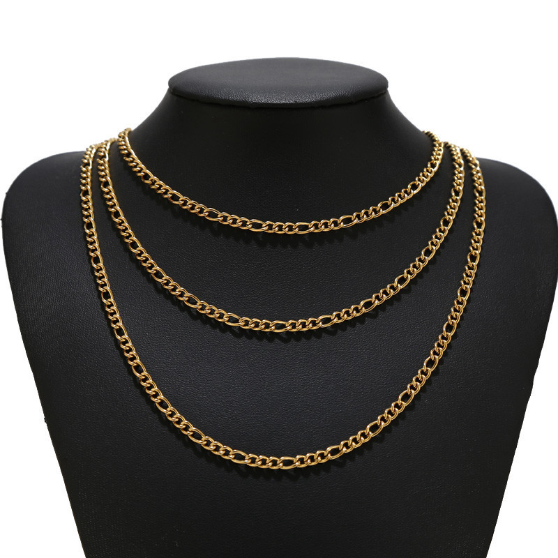 Kubanski lanac od nehrđajućeg čelika od 2 metra od nehrđajućeg čelika, zlatni Figaro, 3:1 lanac od rubnih karika za dodatke za izradu ogrlica i narukvica „uradi sam“