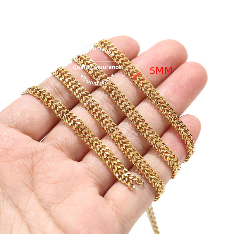 1 metar Zlatni ravni mrežasti lanac od nehrđajućeg čelika 5 mm dvoslojni lančići za žene Narukvica Ogrlica Izrada nakita