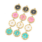 5 komada nehrđajućeg čelika 15 mm emajl zvijezda mjesec srce privjesci za žene ogrlica zlatno bijelo plava medalja privjesci DIY nakit nalazi