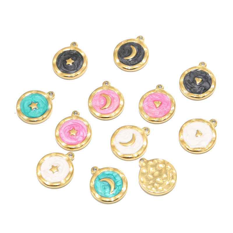 5 komada nehrđajućeg čelika 15 mm emajl zvijezda mjesec srce privjesci za žene ogrlica zlatno bijelo plava medalja privjesci DIY nakit nalazi