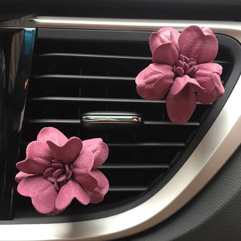 Clip de aerisire cu flori lucrate manual 3D pentru odorizant de parfum pentru masina Difuzor de parfum pentru masina Accesoriu de decor interior auto pentru fete