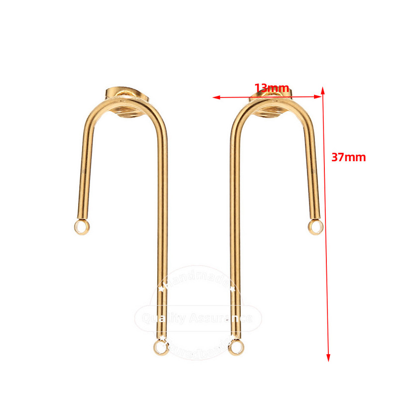 10 gab. Nerūsējošā tērauda zelta U dizaina auskaru statņi Hipoalerģiski DIY auskaru komponenti auskaru izgatavošanai
