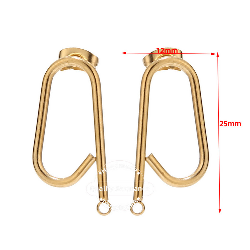 10 gab. Nerūsējošā tērauda zelta U dizaina auskaru statņi Hipoalerģiski DIY auskaru komponenti auskaru izgatavošanai