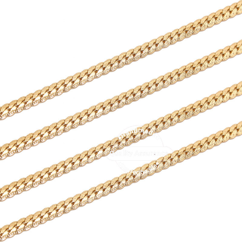 1 metarski lančići od nehrđajućeg čelika s teksturom zmije, 4 mm zlatni plosnati kubanski lančić za izradu nakita „uradi sam“
