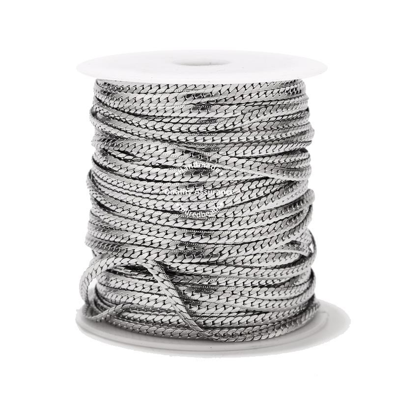 1 metarski lančići od nehrđajućeg čelika s teksturom zmije, 4 mm zlatni plosnati kubanski lančić za izradu nakita „uradi sam“