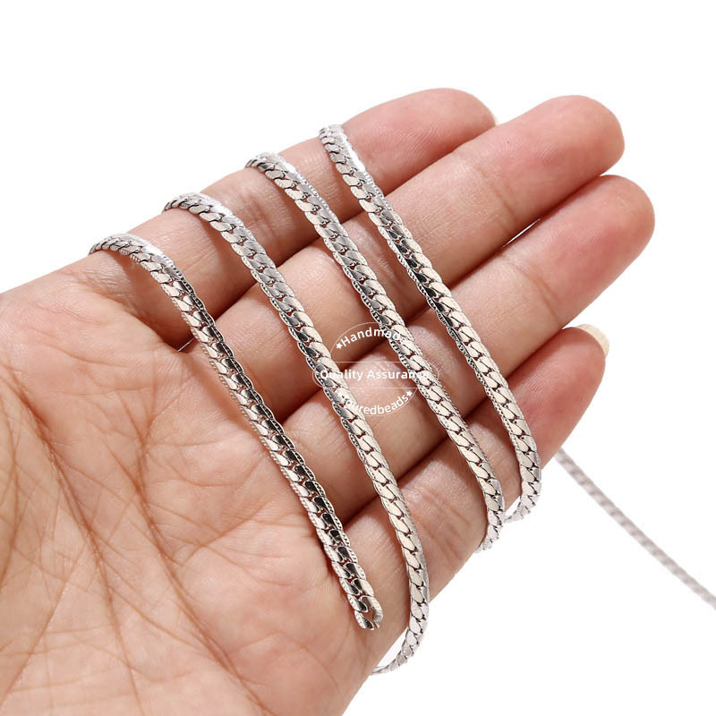 1 metarski lančići od nehrđajućeg čelika s teksturom zmije, 4 mm zlatni plosnati kubanski lančić za izradu nakita „uradi sam“