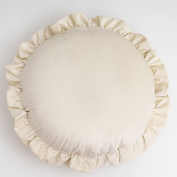 Nordic Solid Velvet Ruffles Μαξιλάρια Διακοσμητικό στρογγυλό ριχτάρι Μαξιλάρι κρεβατιού Princess οσφυϊκό μαξιλάρι για καναπέ σαλονιού Κάθισμα αυτοκινήτου