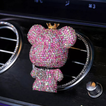 New Charm Bear Освежител за въздух за кола Creative Crystal Diamond Decoration Ornaments Air Outlet Car Aromatherapy Accessories