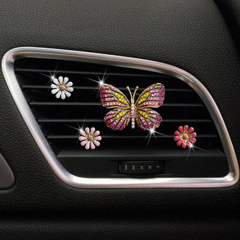 Универсален аромат за освежител за кола Rhinestone Butterfly Auto Outlet Парфюм Ароматерапия Декоративен клип Аксесоари за автомобили Интериор