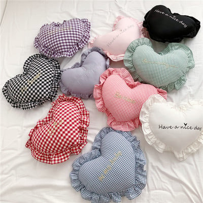 Ruffled Love Heart Cushion Γεωμετρικά δικτυωτά γράμματα κεντητικό μαξιλάρι βαμβακερό μαξιλάρι βολάν Παιδικό ντεκόρ Δώρα ντους μωρού