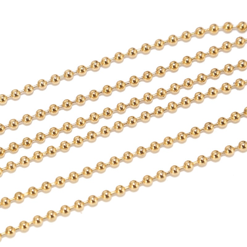 Veleprodaja lančića s kuglastim perlama od 33 stope Zlatni 1,6 mm/2,0 mm/2,4 mm lančići s kuglastim perlama s 20 komada odgovarajućih konektora