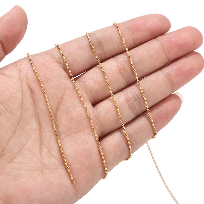 Veleprodaja lančića s kuglastim perlama od 33 stope Zlatni 1,6 mm/2,0 mm/2,4 mm lančići s kuglastim perlama s 20 komada odgovarajućih konektora