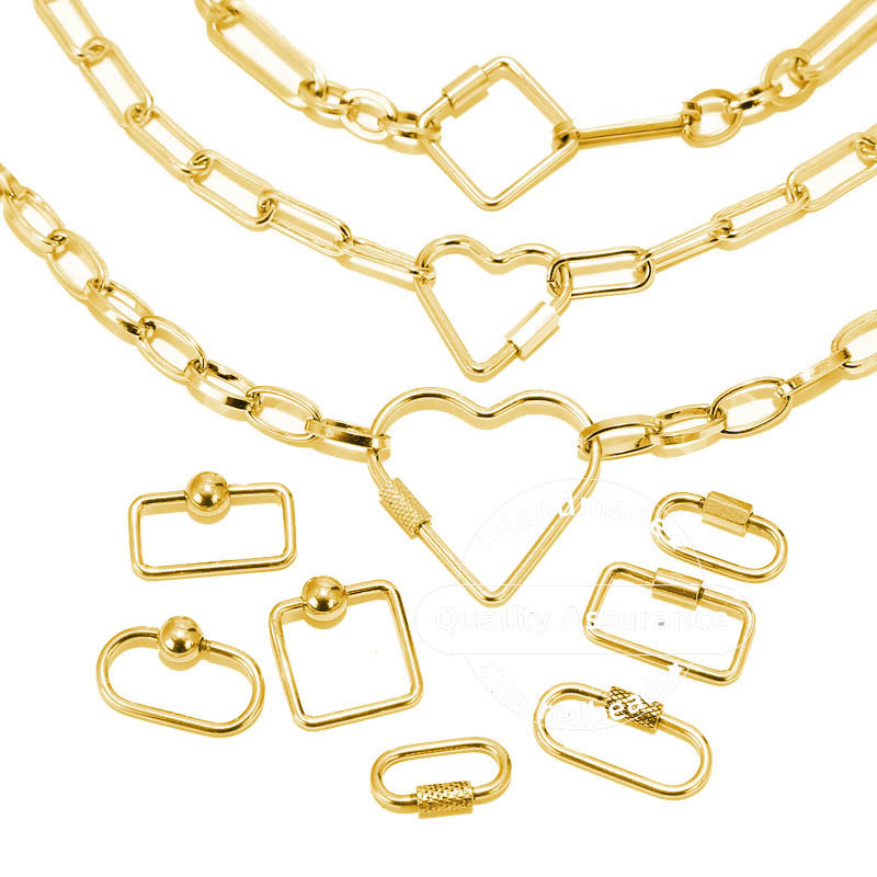 4 τμχ Γούρι με βίδα από ανοξείδωτο ατσάλι που κλειδώνει Καρδιά Οβάλ Σχήμα Γούρια Σύνδεσμος Χαλαρός σύνδεσμος για κοσμήματα DIY