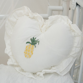 Нова възглавница от 100% памук с форма на сърце, бродирана декоративна възглавница за спалня с волани Меки декоративни възглавници