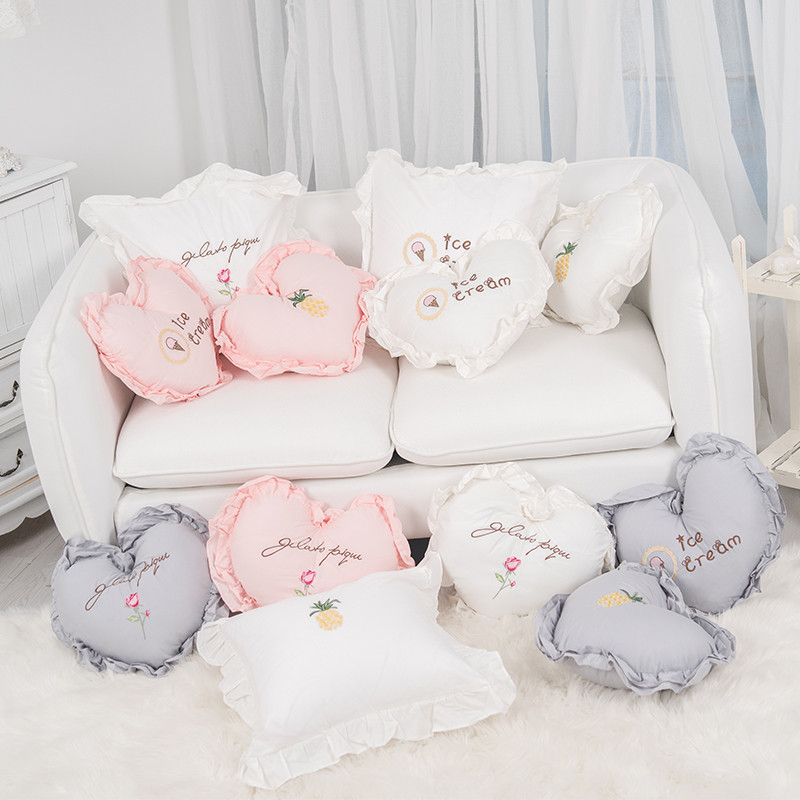 Novi 100% pamuk ljubavni jastučić u obliku srca izvezen ukrasni jastuk za spavaću sobu s volanima mekani ukrasni jastuci