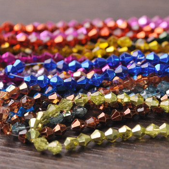 Μισομεταλλικό χρώμα Bicone Faceted Crystal Glass 3mm 4mm 6mm Loose Spacer Beads Χονδρική παρτίδα για κοσμήματα που φτιάχνουν ευρήματα DIY