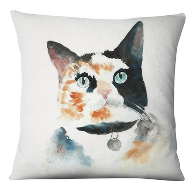 Élénk Kitten Art Print Párnahuzat Akvarell Macskák Festés Párna Dekoratív Párnák Otthoni Párna Dekoráció Kanapé Díszpárnák