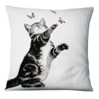 Élénk Kitten Art Print Párnahuzat Akvarell Macskák Festés Párna Dekoratív Párnák Otthoni Párna Dekoráció Kanapé Díszpárnák