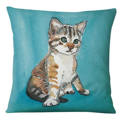 Élénk Kitten Art Print Párnahuzat Akvarell Macskák Festés Párna Dekoratív Párnák Otthoni Párna Dekoráció Kanapé Díszpárnák