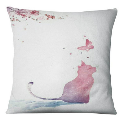 Élénk Kitten Art Print Párnahuzat Akvarell Macskák Festés Párna Dekoratív Párnák Otthoni Párna Dekoráció Kanapé Díszpárnák